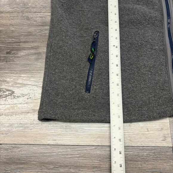 Vintage 90s Eddie Bauer Ebtek Polartec Men L Gray Blue Full Zip Mock Fleece Vest - Picture 7 of 10